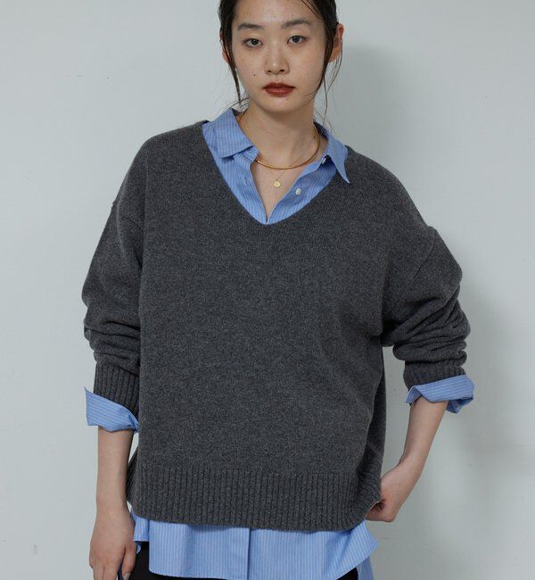  「【冬のお助けニット】メリノウールVニット」|ニット・セーター|