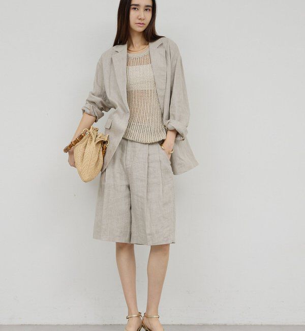  「【セットアップ対応】リネンハーフパンツ」|チノ|