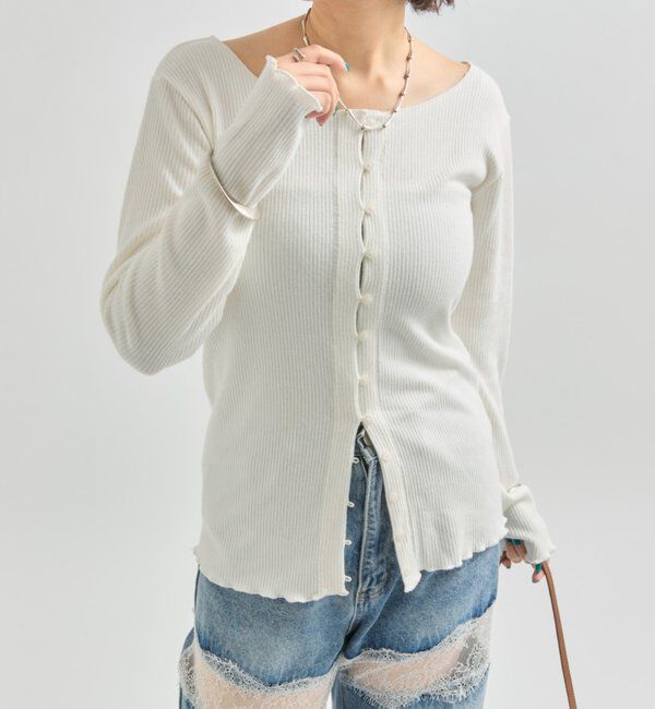  「起毛リブボタンカーディガン」|Tシャツ・カットソー|