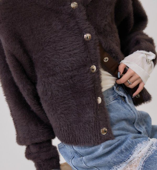  「ミンクライクジャケットカーディガン」|カーディガン|