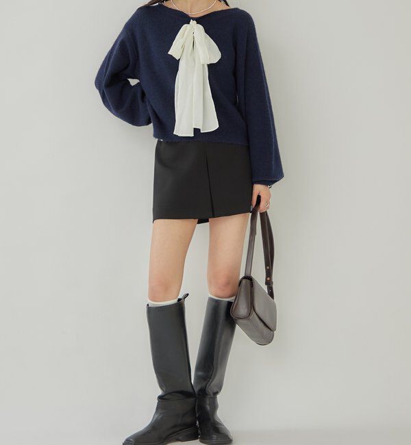  「リボン付きニット プルオーバー」|ニット・セーター|