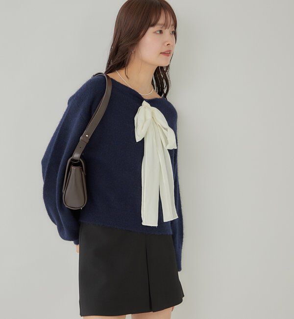  「リボン付きニット プルオーバー」|ニット・セーター|