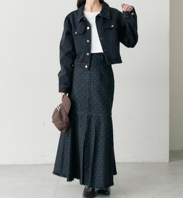  「デニム切替マーメイドスカート」|スカート|