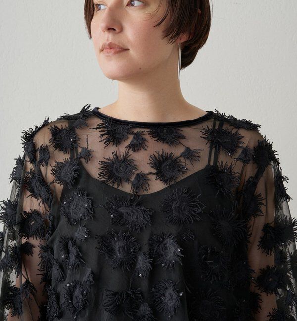  「【Atelier N5/アトリエヌメロサンク】ジャガードシアーブラウス」|シャツ・ブラウス|