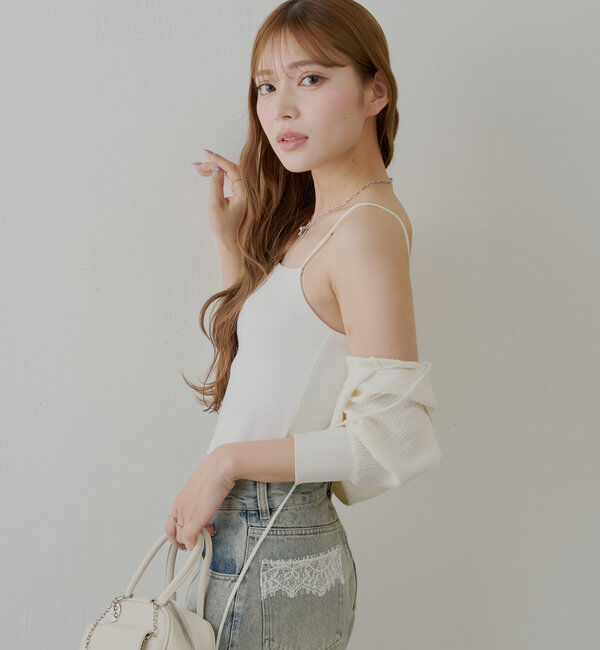  「【6色展開】バックオープンリブキャミ」|キャミソール|