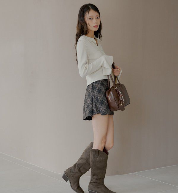  「2wayレイヤードチェックボックスタイトミニスカート」|スカート|