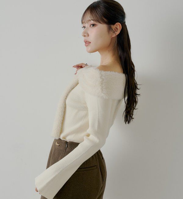  「シャギーリボンオフショルニット」|ニット・セーター|