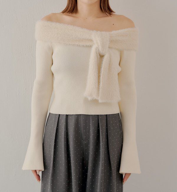  「シャギーリボンオフショルニット」|ニット・セーター|