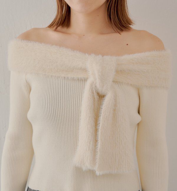  「シャギーリボンオフショルニット」|ニット・セーター|