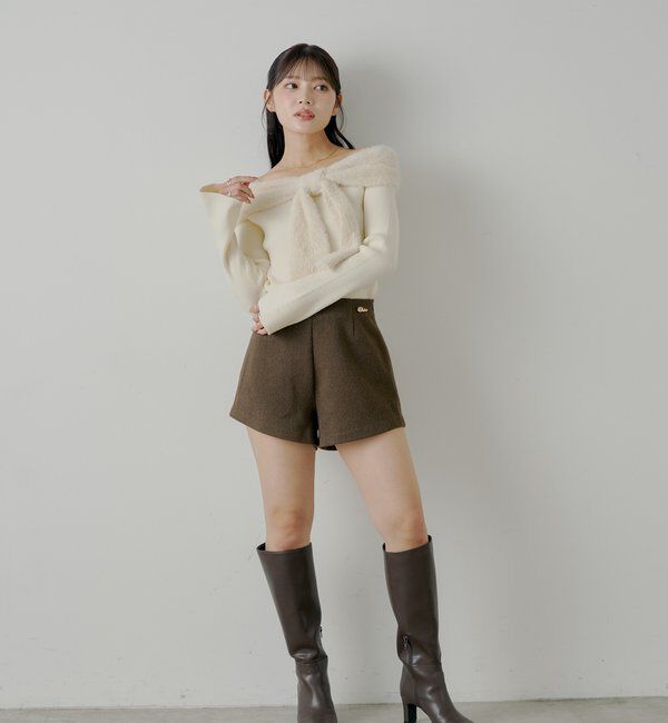  「シャギーリボンオフショルニット」|ニット・セーター|
