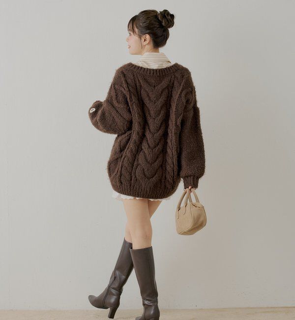  「ケーブルVルーズニットワンピース」|ワンピース|