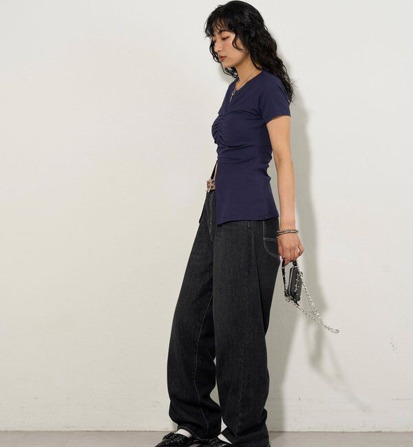  「ギャザースリットTEE」|Tシャツ・カットソー|