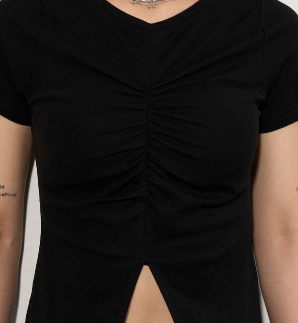  「ギャザースリットTEE」|Tシャツ・カットソー|