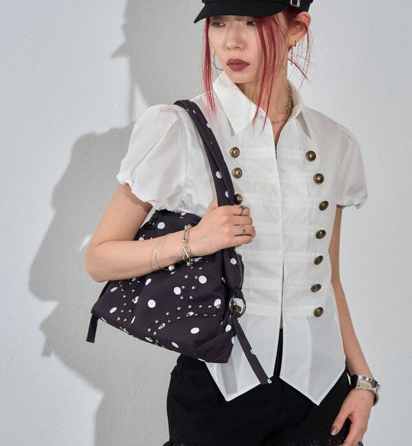  「スタッズショルダーバッグ（無地/ドット柄）」|トートバッグ|