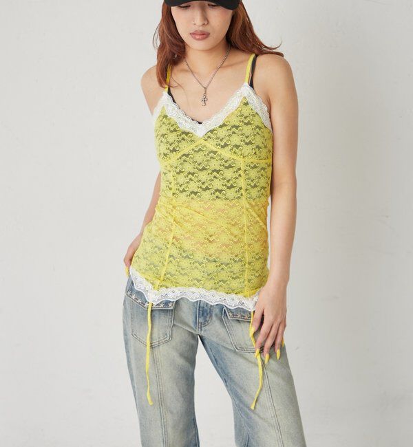  「レースガーターキャミ」|キャミソール|イエロー