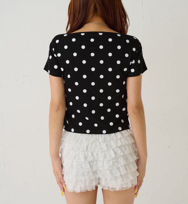  「ギャザーオフショルドットトップス」|Tシャツ・カットソー|