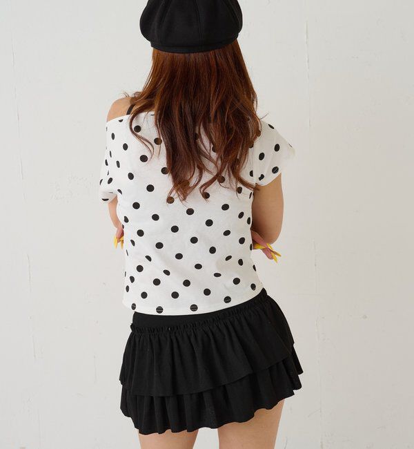  「ギャザーオフショルドットトップス」|Tシャツ・カットソー|