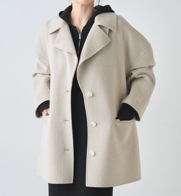  「ビッグカラーリバーミディコート」|その他|オフホワイト