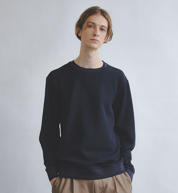 ABAHOUSE「クォーターゲージ ストライプコード プルオーバー ニット」|ニット・セーター|