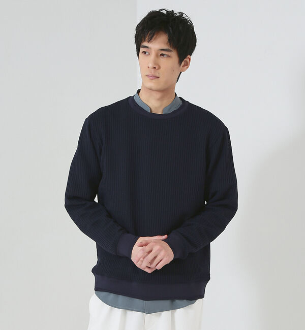 ABAHOUSE「クォーターゲージ ストライプコード プルオーバー ニット」|ニット・セーター|