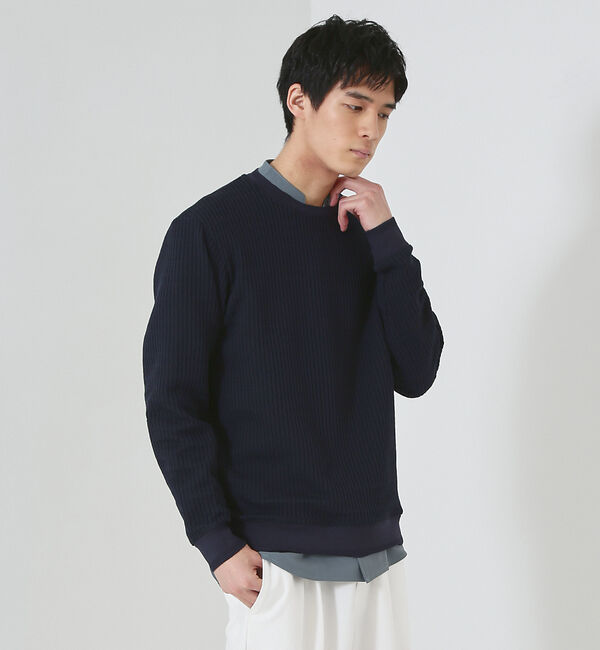 ABAHOUSE「クォーターゲージ ストライプコード プルオーバー ニット」|ニット・セーター|