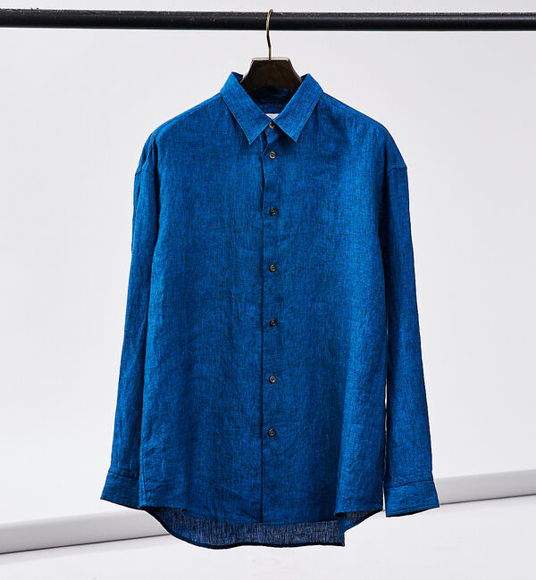 ABAHOUSE「【LUXE Linen Solaro】長袖 リネンシャツ」|シャツ・ブラウス|ブルー