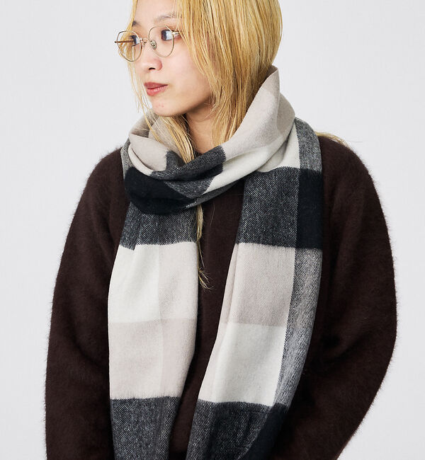 ABAHOUSE「【TWEEDMILL / ツイードミル】Lambswool Scarf  / ラ」|マフラー|ブラック系その他1