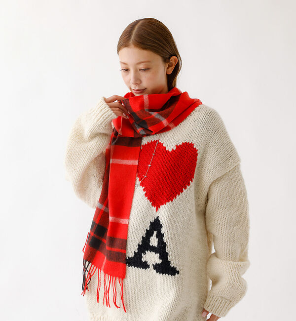 ABAHOUSE「【TWEEDMILL / ツイードミル】Lambswool Scarf  / ラ」|マフラー|レッド系その他1