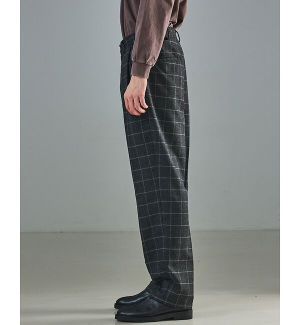 ABAHOUSE「【セットアップ対応】ウールライク チェック ボリュームタック ワイドスラックス」|その他|