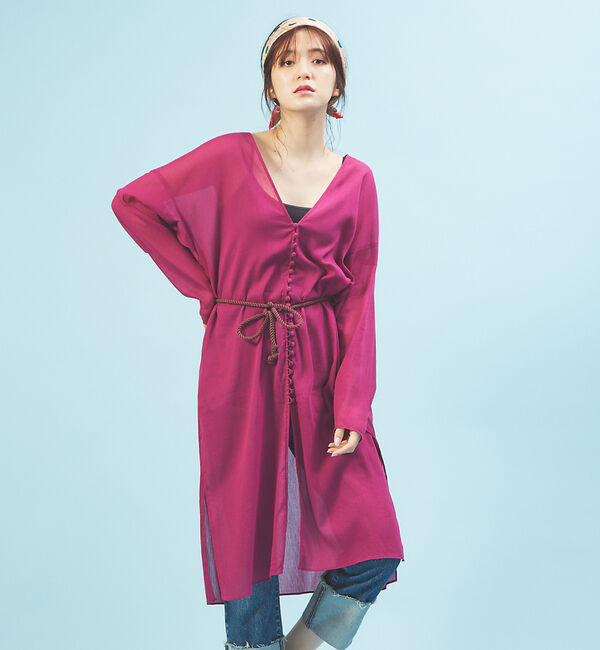 Rouge vif「コットン楊柳ガウンワンピース」|シャツ・ブラウス|パープル