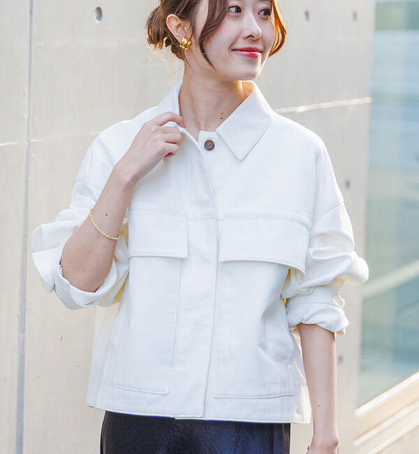 Rouge vif「ショート丈ビッグフラップコクーンブルゾン」|ブルゾン・スタジャン|ホワイト