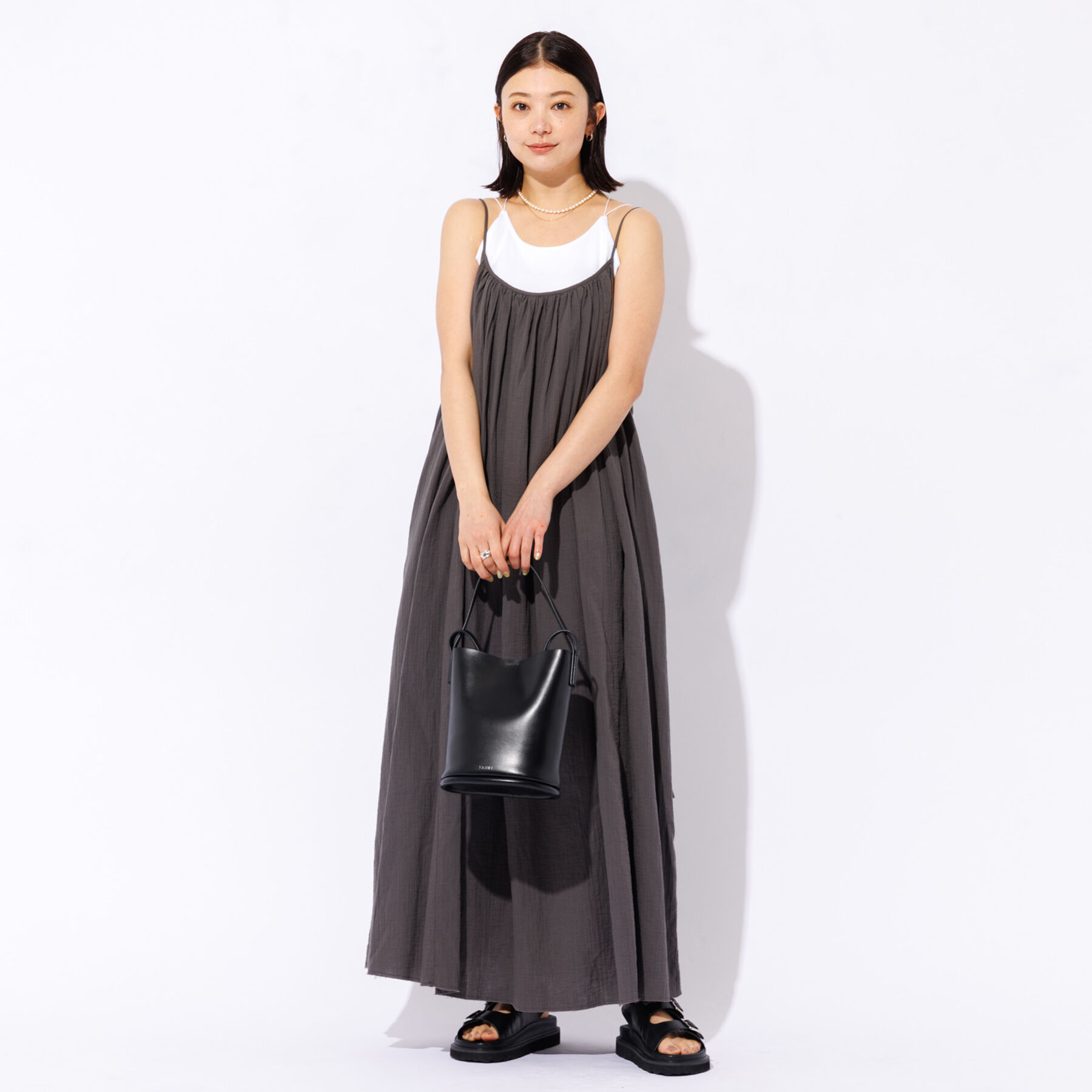 Rouge vif「【GREY CHORD /グレーコード】コットンキャミワンピース / MELIS」|ワンピース|グレー