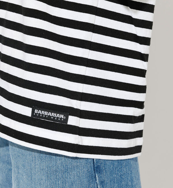 Rouge vif「【BARBARIAN/バーバリアン】ヘンリーネック ボーダーＴ / 半袖 / プ」|Tシャツ・カットソー|