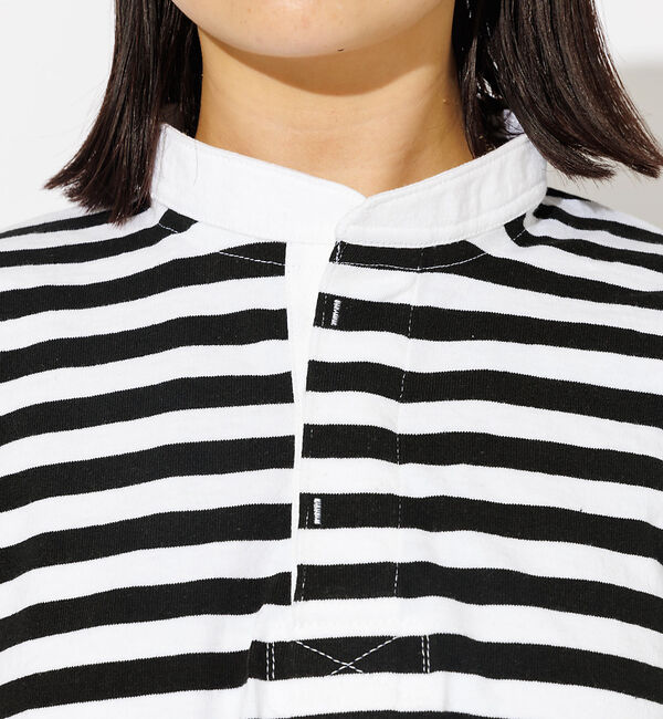 Rouge vif「【BARBARIAN/バーバリアン】ヘンリーネック ボーダーＴ / 半袖 / プ」|Tシャツ・カットソー|