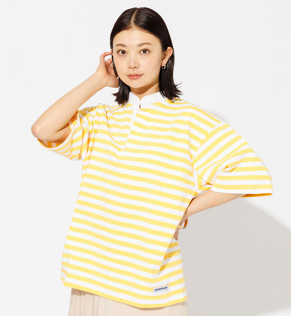 Rouge vif「【BARBARIAN/バーバリアン】ヘンリーネック ボーダーＴ / 半袖 / プ」|Tシャツ・カットソー|イエロー