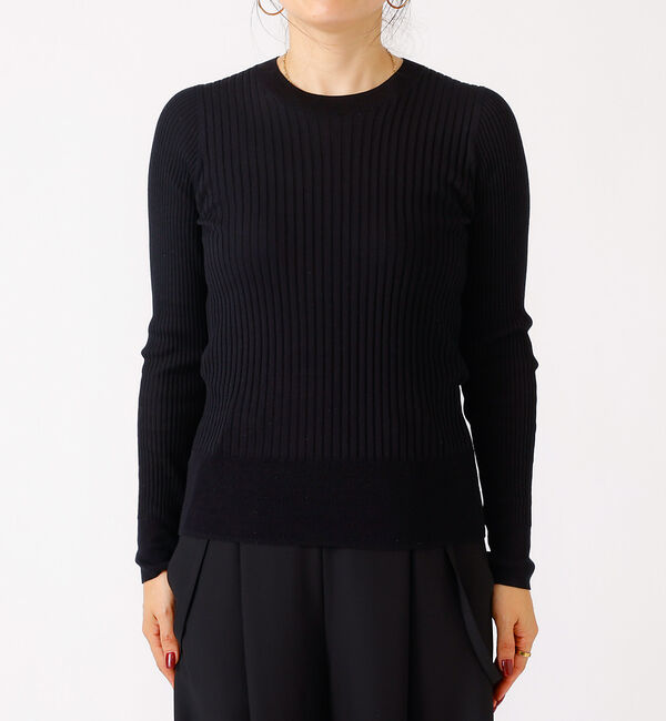 Rouge vif「シルク混ワイドリブプルオーバーニット」|ニット・セーター|