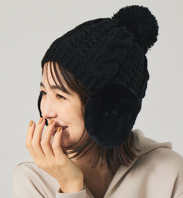 Rouge vif「【RUBEN / ルーベン】イヤーマフ付き裏ボアニットキャップ / RUS-80」|その他|ブラック