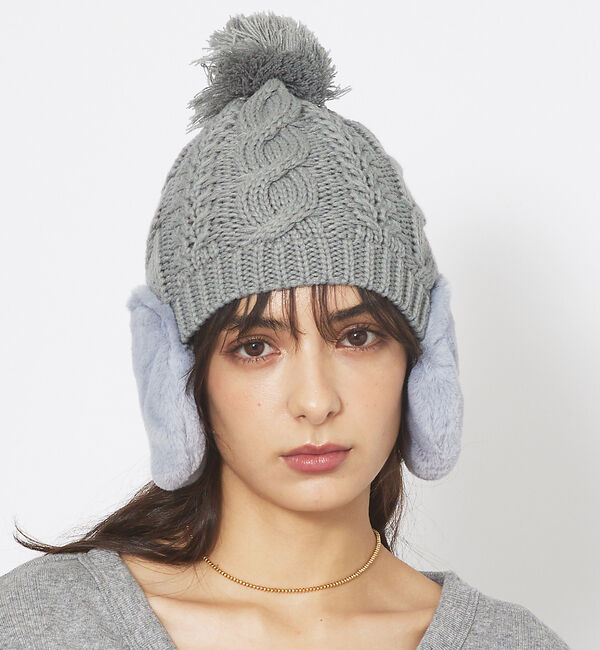 Rouge vif「【RUBEN / ルーベン】イヤーマフ付き裏ボアニットキャップ / RUS-80」|その他|ライトグレー