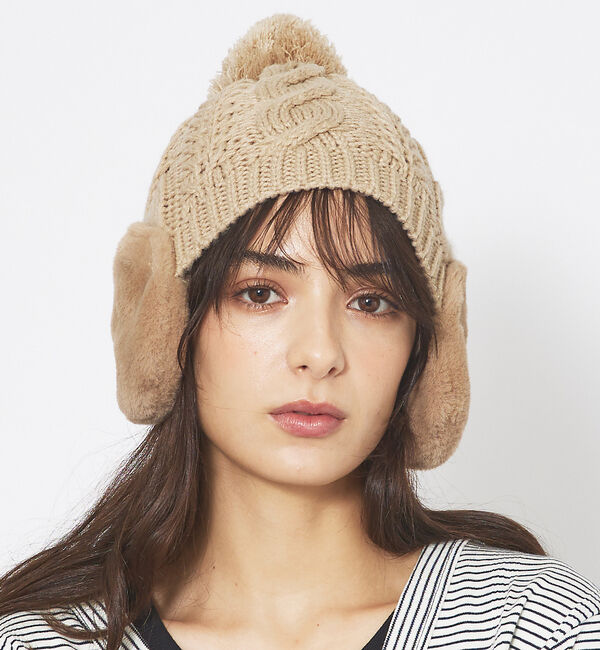 Rouge vif「【RUBEN / ルーベン】イヤーマフ付き裏ボアニットキャップ / RUS-80」|その他|グレージュ