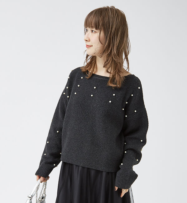 Rouge vif「【一部店舗限定】ビジューニットプルオーバー」|ニット・セーター|