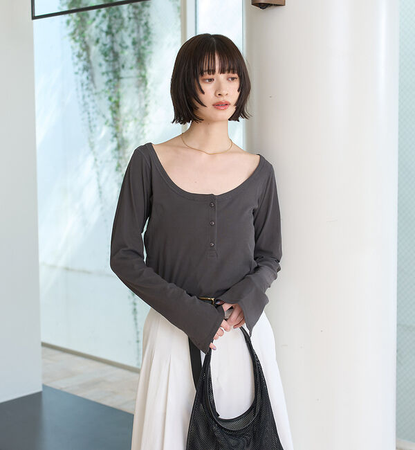 Rouge vif「コットンヘンリーネックプルオーバー」|Tシャツ・カットソー|