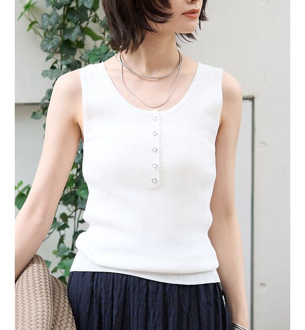 Rouge vif「ヘンリーネックニットタンクトップ」|キャミソール|オフホワイト
