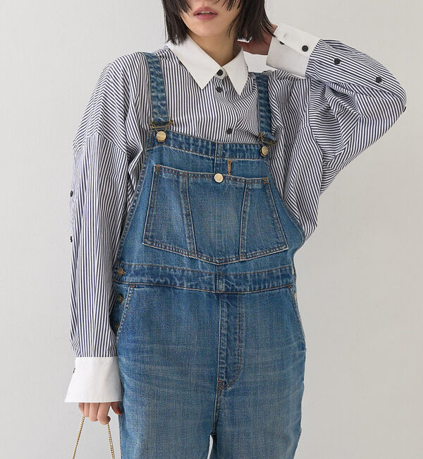 Rouge vif「コットンストライプクレリックシャツ」|シャツ・ブラウス|ネイビー