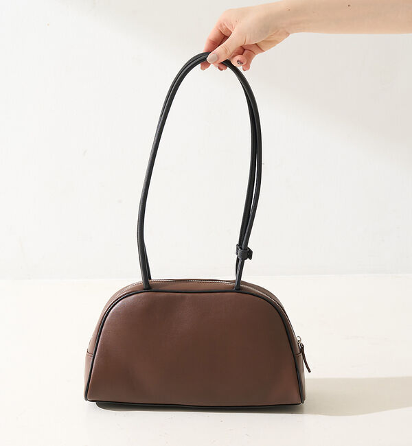 Rouge vif「パイピングロングハンドルボストンバッグ」|ボストンバッグ|ブラウン