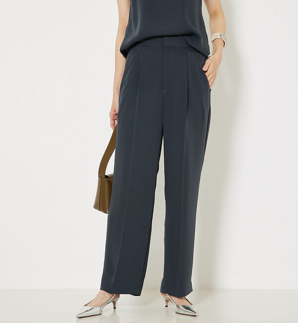 qualite「トルコサテンストレートパンツ」|その他|チャコールグレー