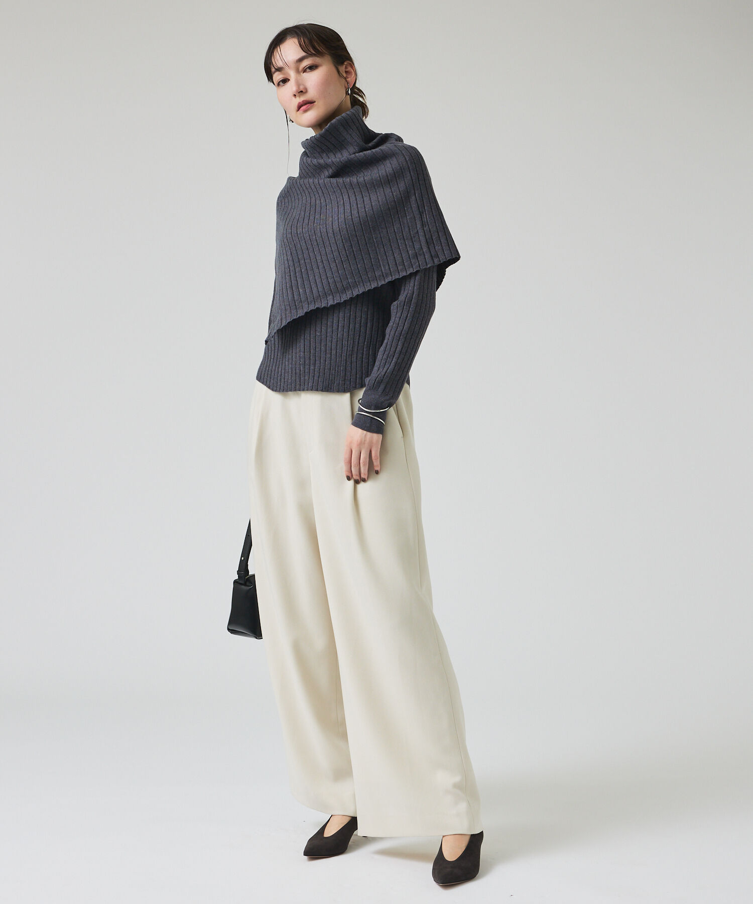 qualite「ご好評につき再入荷！【新色追加！25AW】アシメスヌードリブニット/スヌード取り」|ニット・セーター|