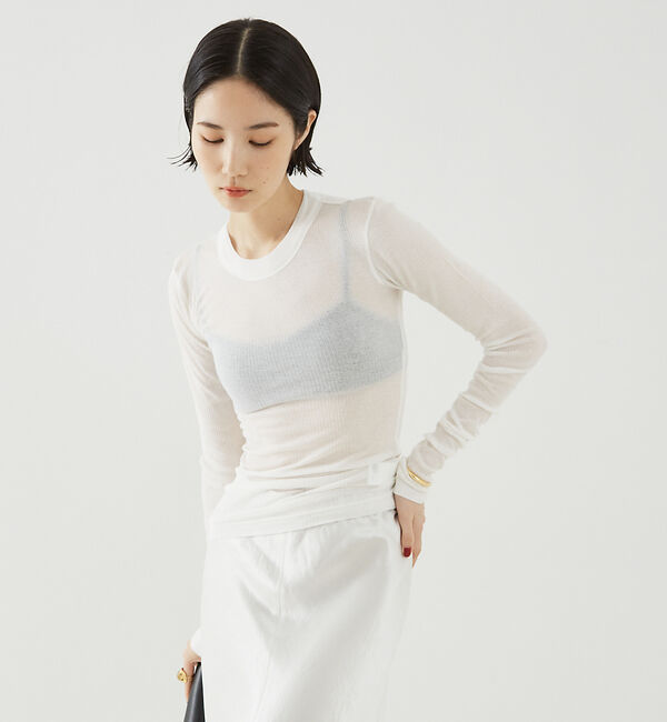 The Store by C' 「【NINETY PERCENT】ANIS SOFT RIB LONG SLEEV」|Tシャツ・カットソー|ホワイト