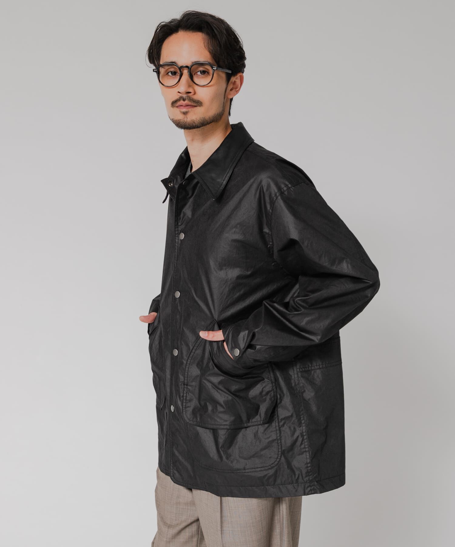URBAN RESEARCH「NYLON HUNTING JACKET」|ノーカラーコート|