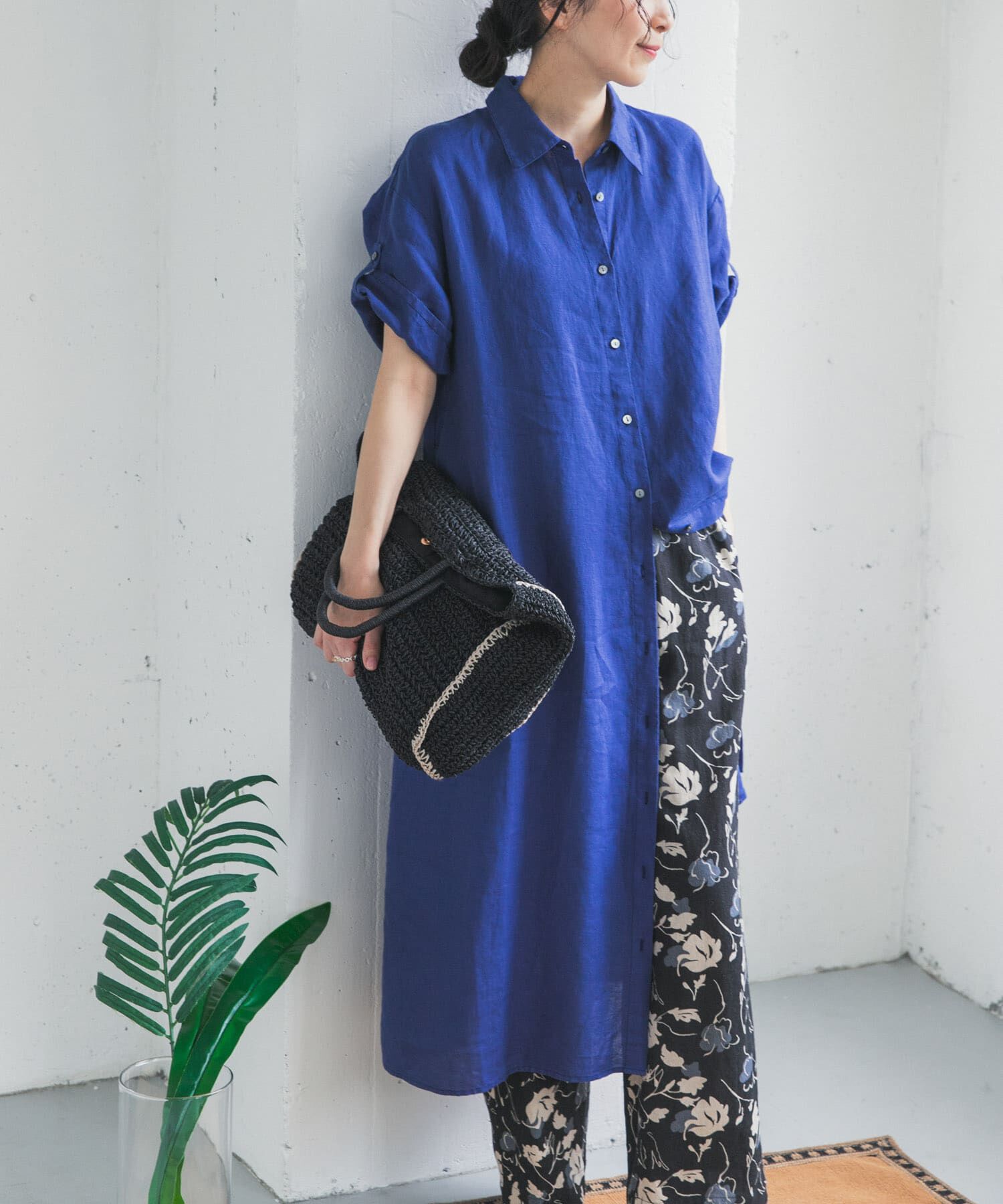 URBAN RESEARCH DOORS「リネン半袖シャツワンピース」|ワンピース|