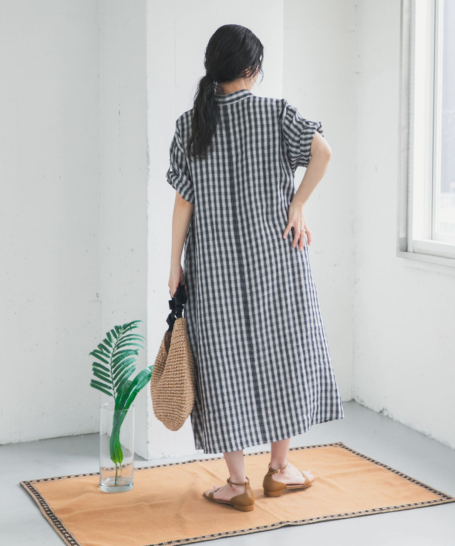 URBAN RESEARCH DOORS「リネン半袖シャツワンピース」|ワンピース|